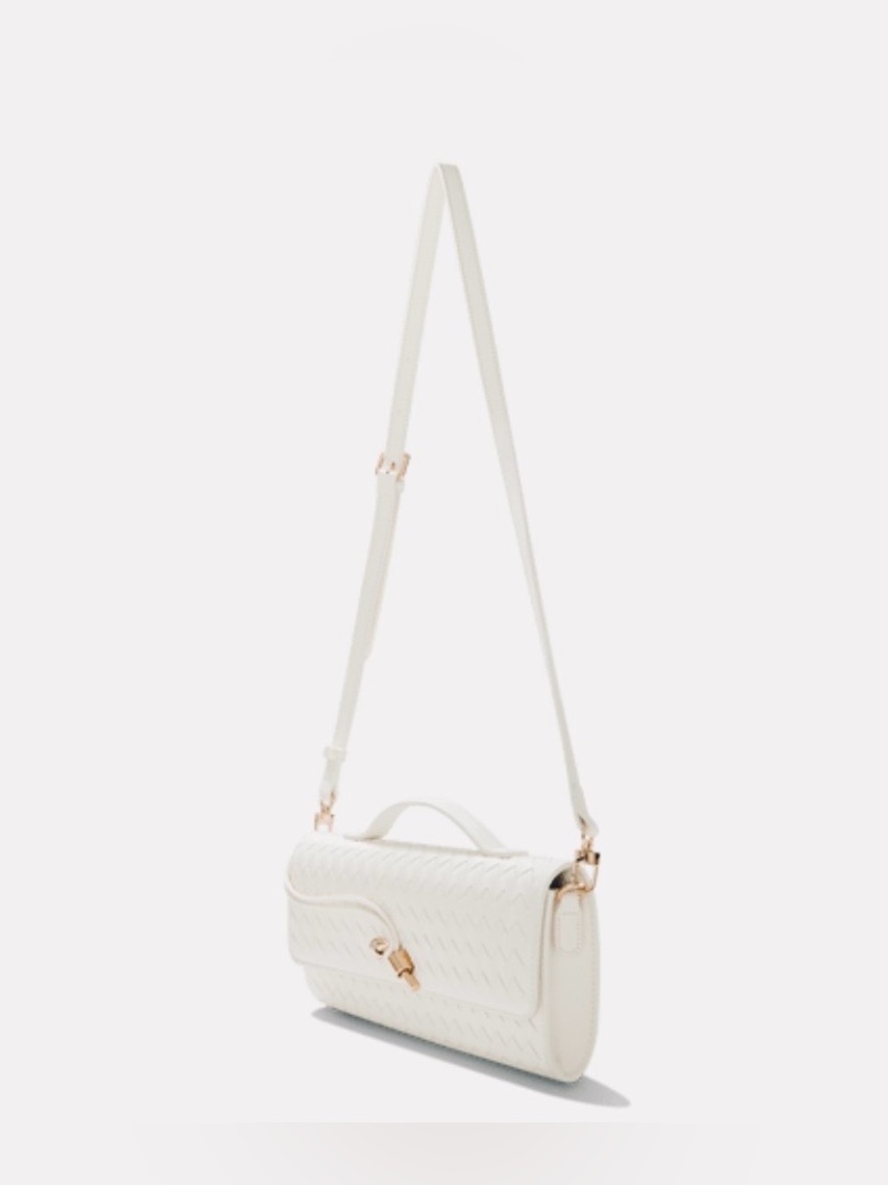 FEW MODA East West Clutch with Crossbody Strap (Cream) NEW